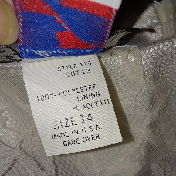 Vintage, Lace Overlay Midi Dress, Short Sheer Lace Sleeves - Picture 6 of 6